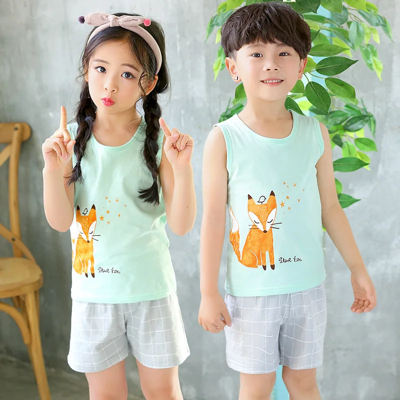 100% Cotton Children's Clothing Boys Pajama Sets Short Kids Toddler 2 to 3 4 5 6 7 8 9 10 Years Green Dinosaur Pijama Summer Pjs