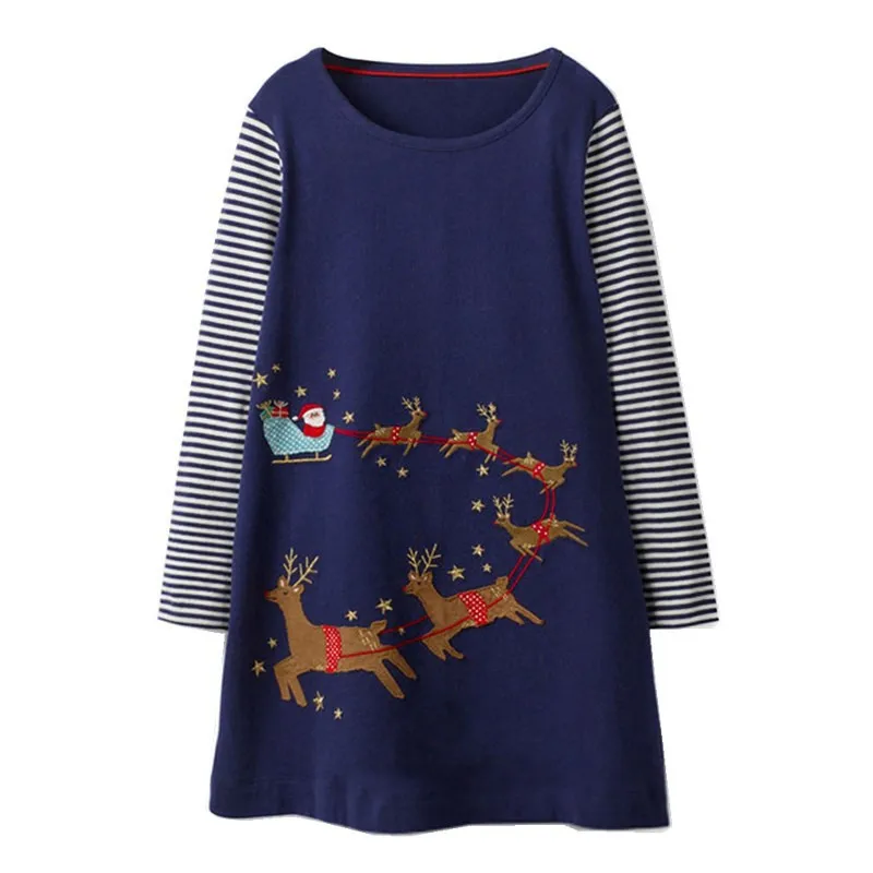 Jumping Meters Children's Unicorn Dresses Girls Cotton Autumn Spring Kids Frocks 18m-6T Toddler Clothes Dress