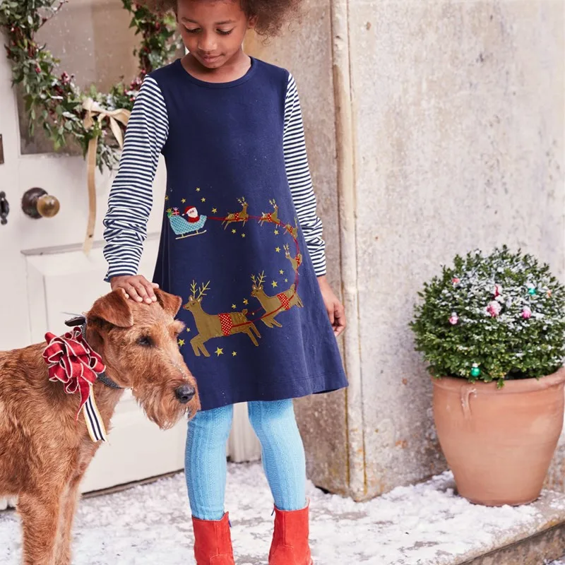 Jumping Meters Children's Unicorn Dresses Girls Cotton Autumn Spring Kids Frocks 18m-6T Toddler Clothes Dress