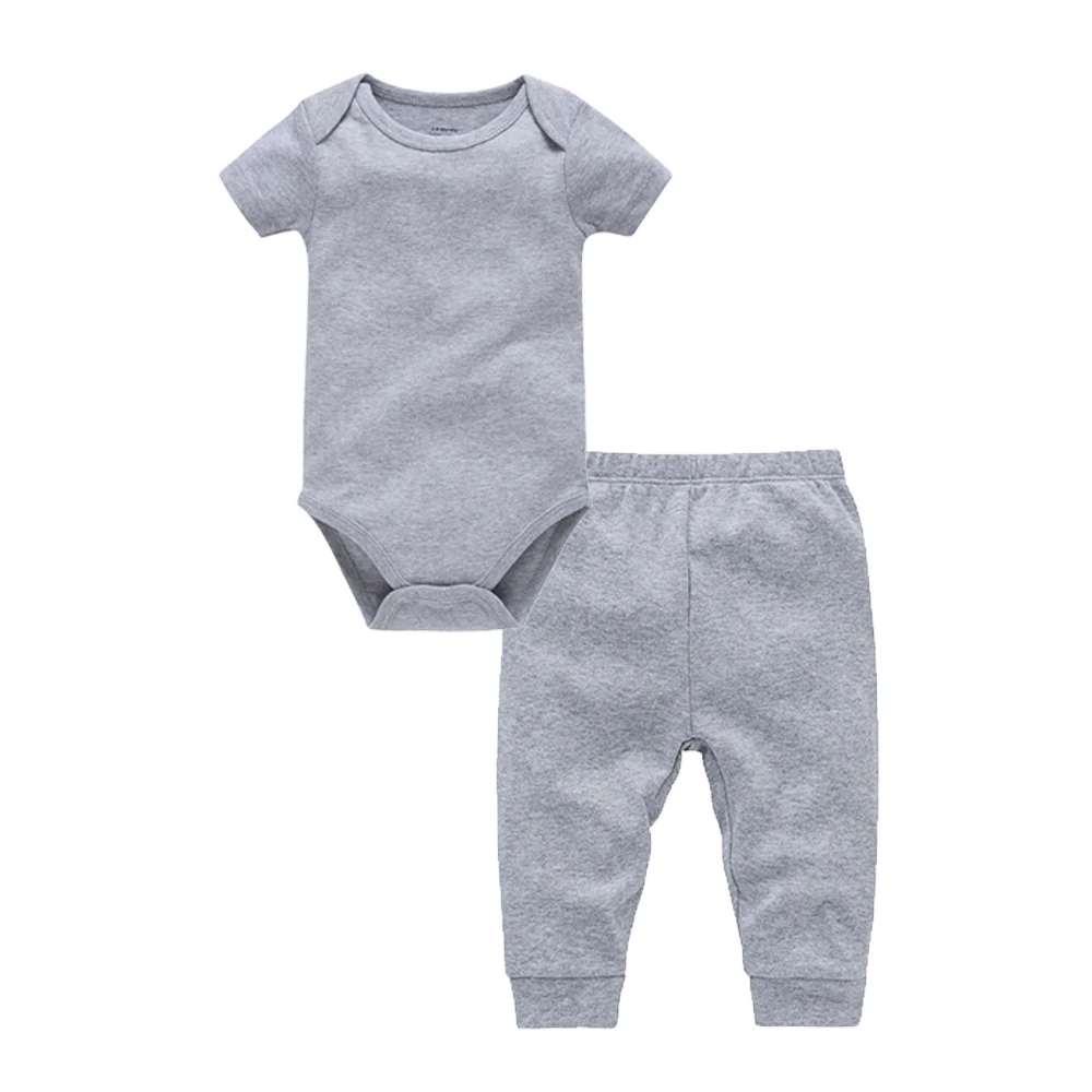 2/6 Pcs/lot Muslin Blank Baby Rompers Pants Set Plain Colors Summer Short Sleeve Bodysuit Kids Clothing Set Boys Clothes