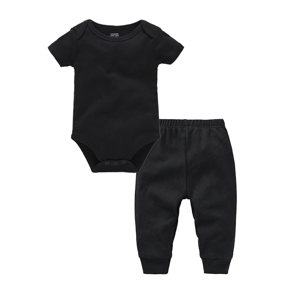 2/6 Pcs/lot Muslin Blank Baby Rompers Pants Set Plain Colors Summer Short Sleeve Bodysuit Kids Clothing Set Boys Clothes