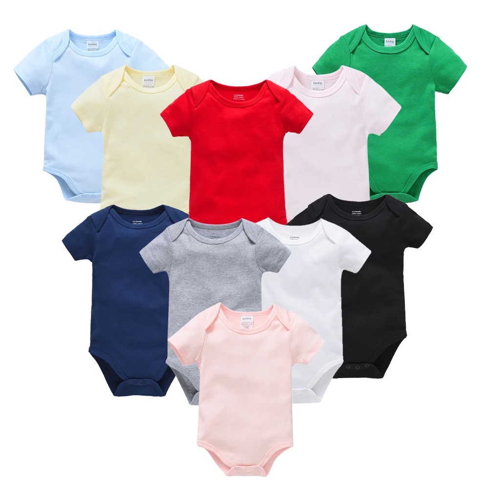2/6 Pcs/lot Muslin Blank Baby Rompers Pants Set Plain Colors Summer Short Sleeve Bodysuit Kids Clothing Set Boys Clothes