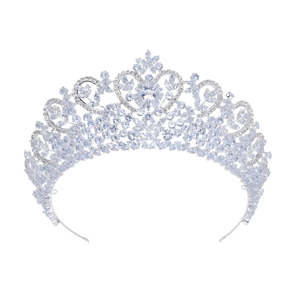 Luxury Tiara For Wedding Bride Headpiece Cubic Zirconia Princess Queen Bridal Tiaras Crowns For Women Pageant Prom Headdress