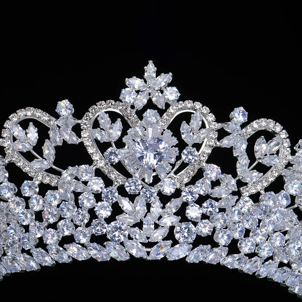 Luxury Tiara For Wedding Bride Headpiece Cubic Zirconia Princess Queen Bridal Tiaras Crowns For Women Pageant Prom Headdress