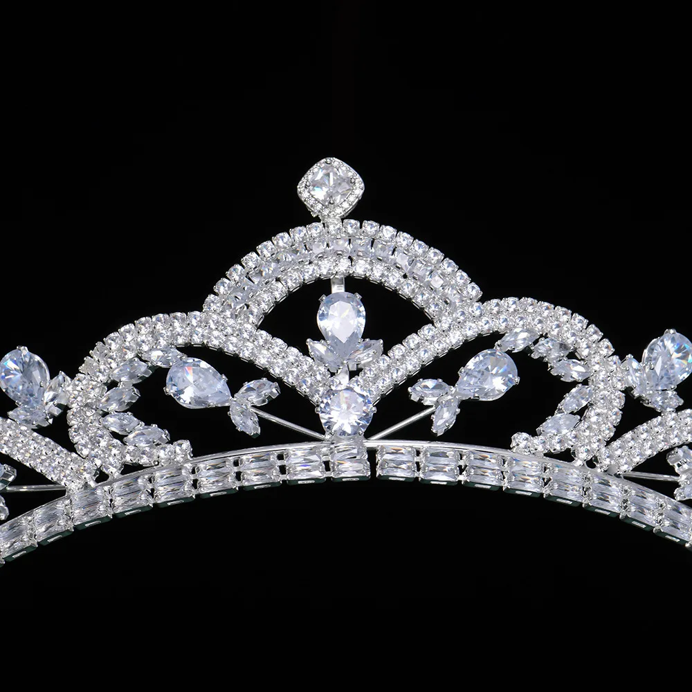 Luxury Tiara For Wedding Bride Headpiece Cubic Zirconia Princess Queen Bridal Tiaras Crowns For Women Pageant Prom Headdress