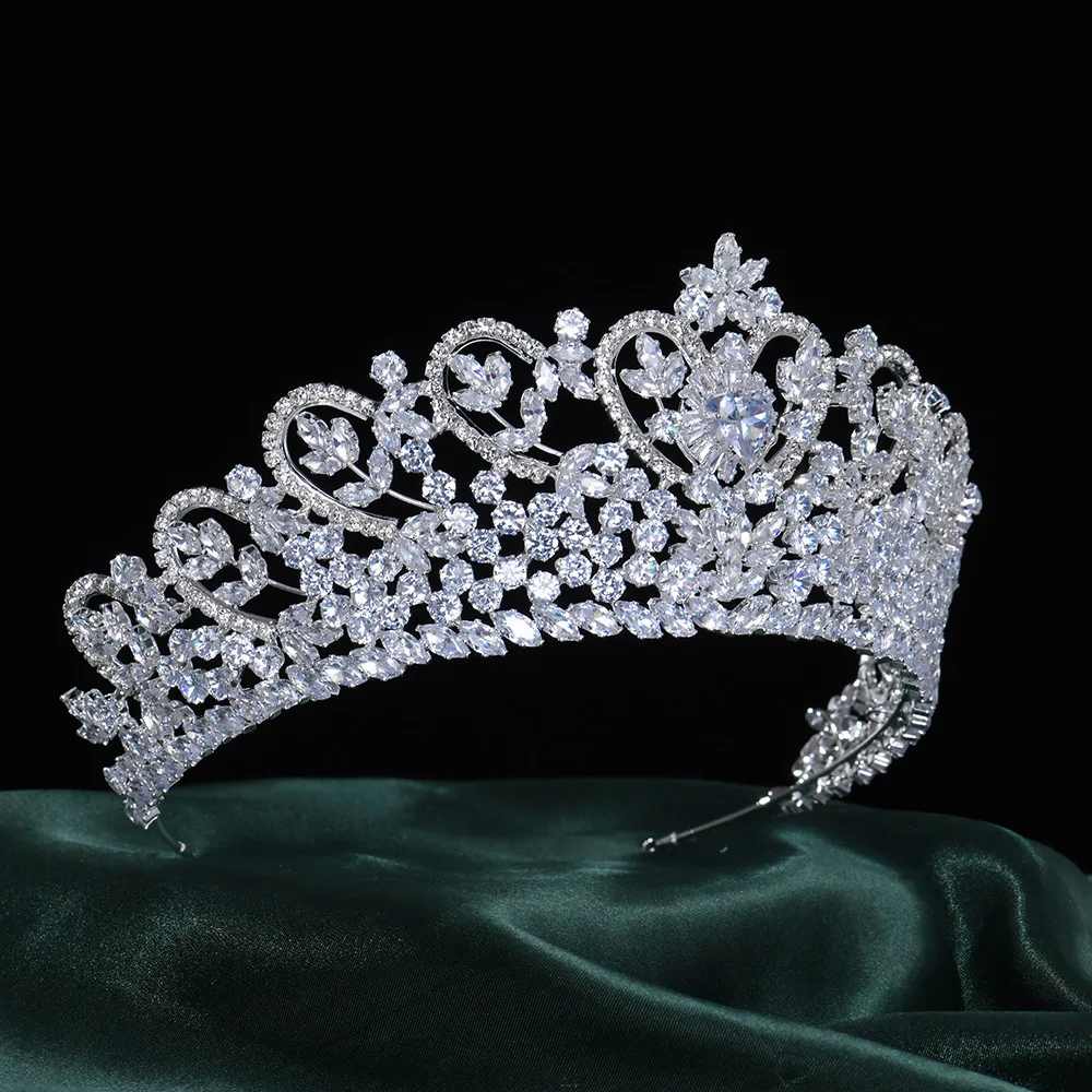 Luxury Tiara For Wedding Bride Headpiece Cubic Zirconia Princess Queen Bridal Tiaras Crowns For Women Pageant Prom Headdress