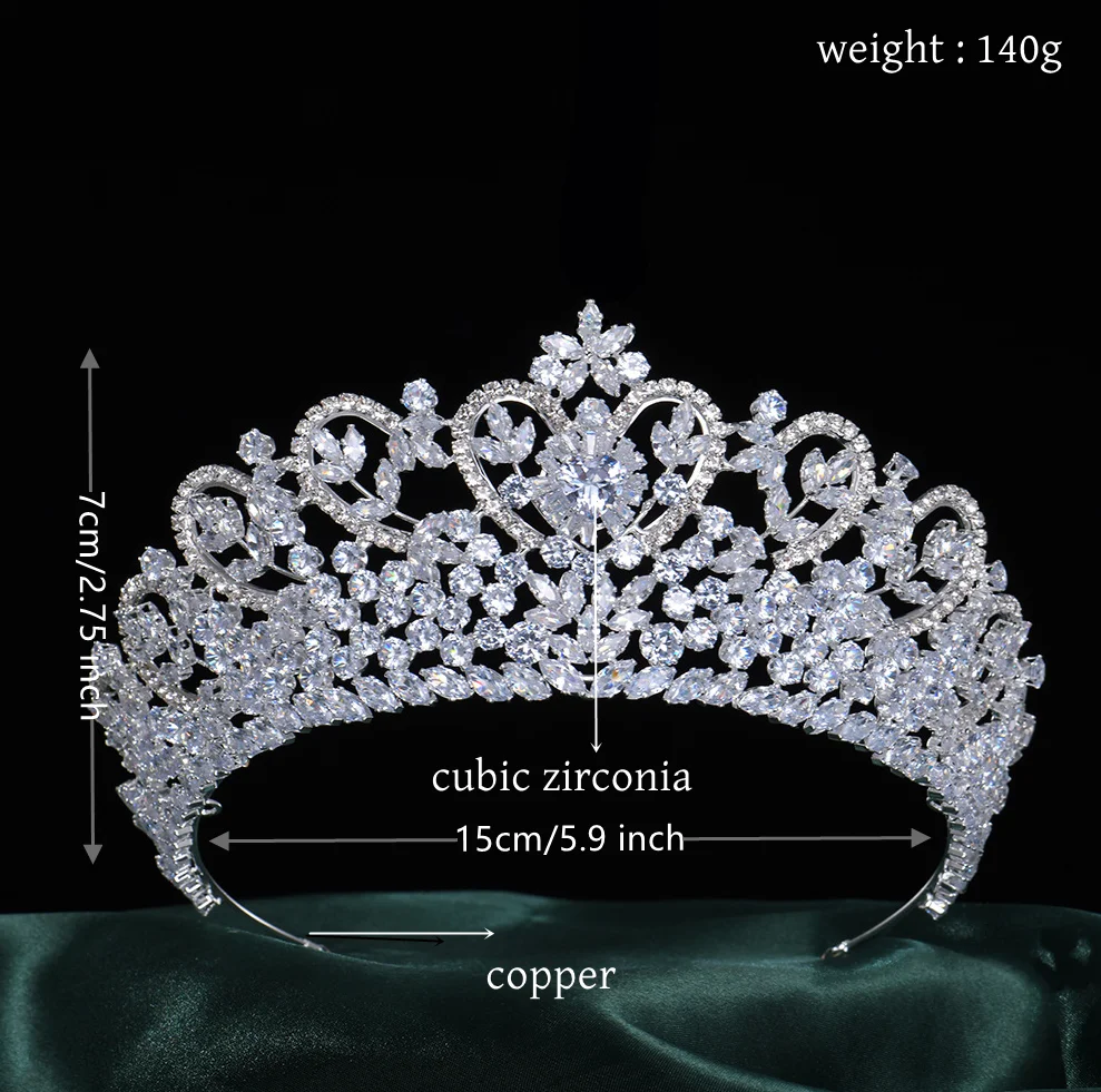 Luxury Tiara For Wedding Bride Headpiece Cubic Zirconia Princess Queen Bridal Tiaras Crowns For Women Pageant Prom Headdress