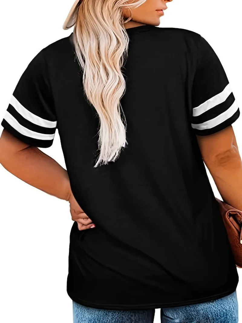 Plus Size 1XL-8XL Women's Casual V-neck Short Sleeved Solid Color Loose T-shirt Sports Outdoor Top Women Clothing