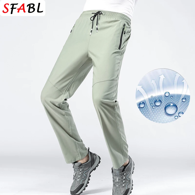 5XL High Stretch Outdoor Sport Hiking Pants Men Zipper Pockets Trousers Men Summer Thin Quick Dry Men's Pants Trekking Fishing