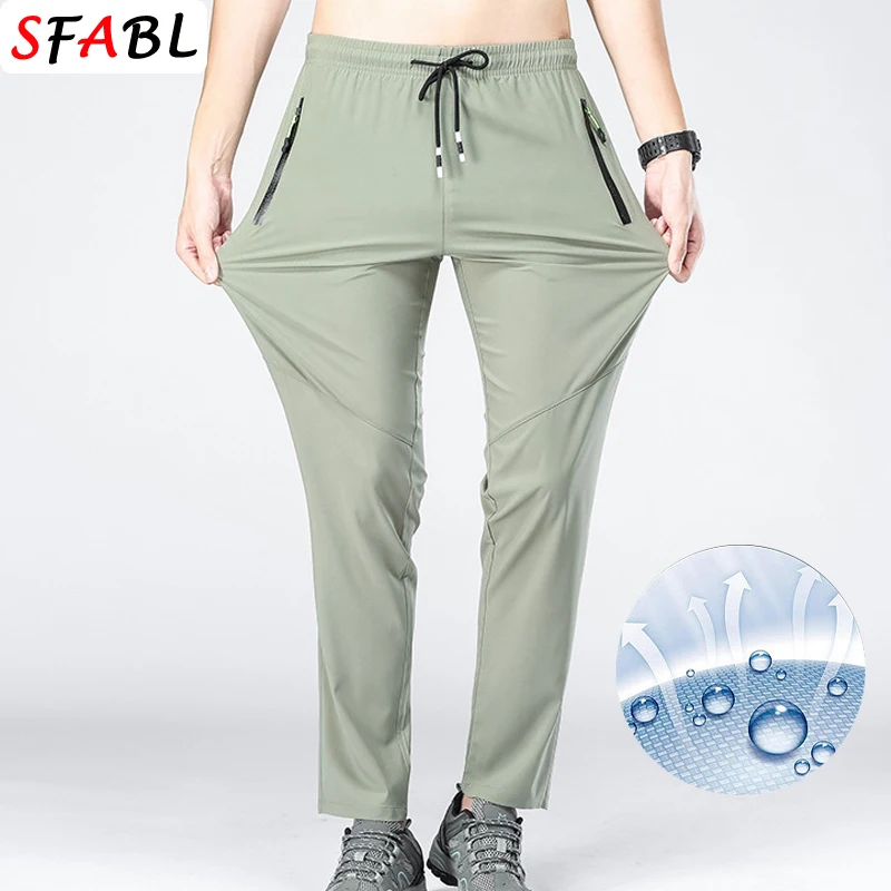 5XL High Stretch Outdoor Sport Hiking Pants Men Zipper Pockets Trousers Men Summer Thin Quick Dry Men's Pants Trekking Fishing