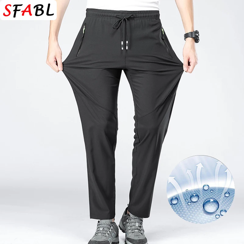 5XL High Stretch Outdoor Sport Hiking Pants Men Zipper Pockets Trousers Men Summer Thin Quick Dry Men's Pants Trekking Fishing