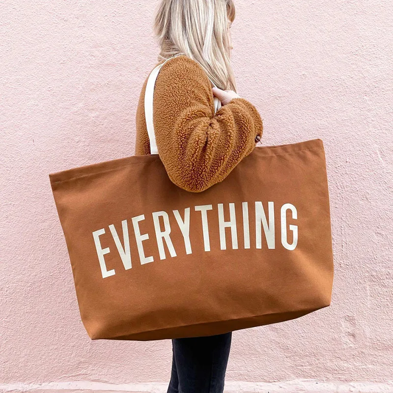 Large Capacity Canvas Tote Bag Extra Letters Fashion Beach Totes Bags Reusable Travel Shopping Handbag Grocery Bag Bolsos Mujer