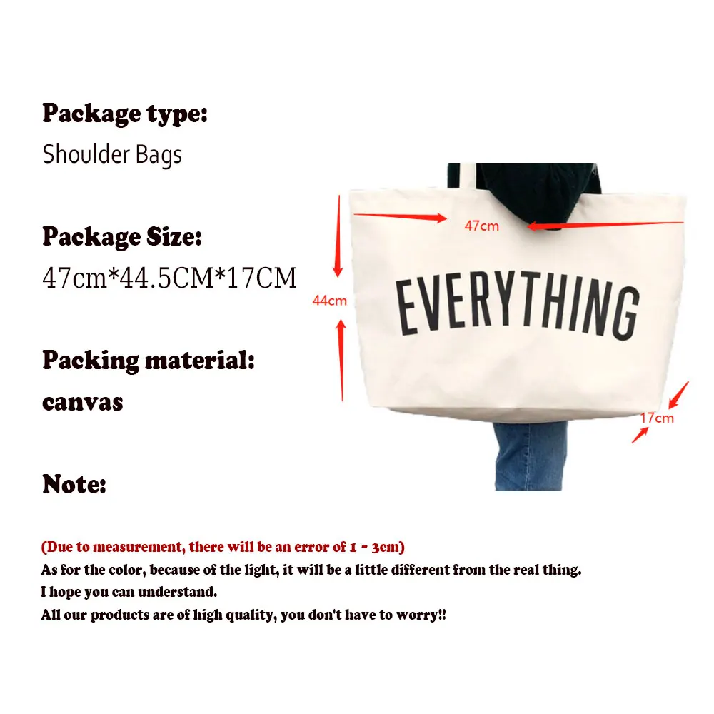 Large Capacity Canvas Tote Bag Extra Letters Fashion Beach Totes Bags Reusable Travel Shopping Handbag Grocery Bag Bolsos Mujer
