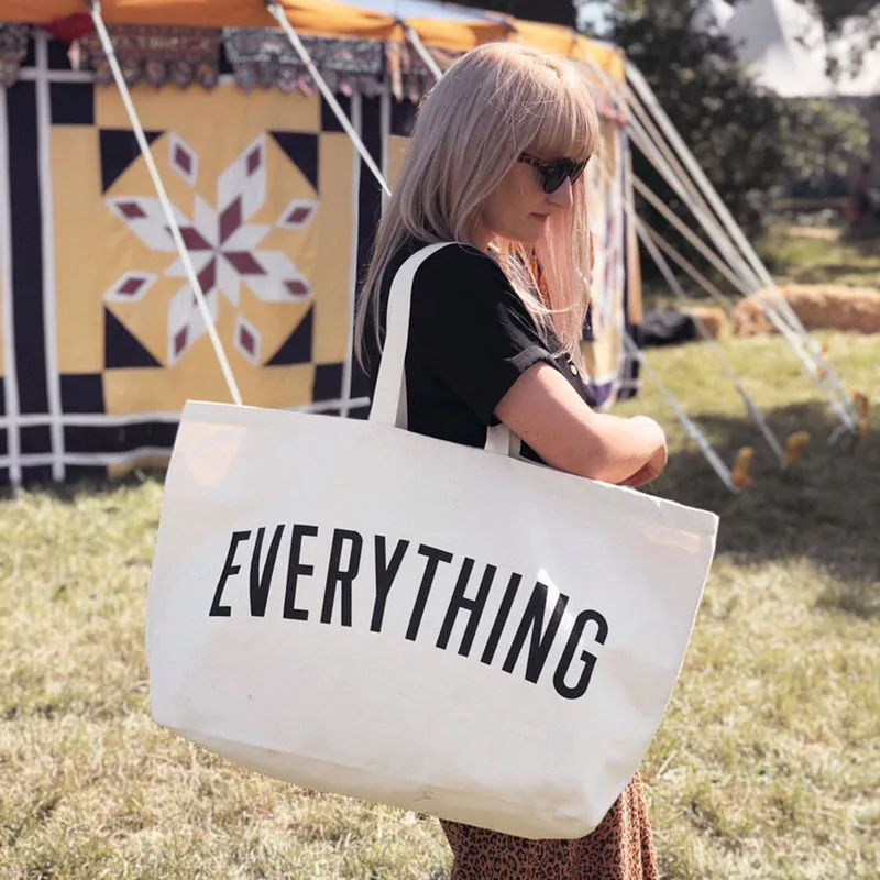Large Capacity Canvas Tote Bag Extra Letters Fashion Beach Totes Bags Reusable Travel Shopping Handbag Grocery Bag Bolsos Mujer