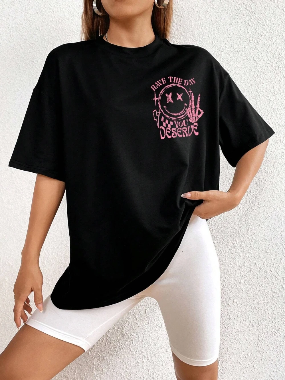 Have The Day You Deserue Letter Graphic Women T-Shirt Cotton Sport T Shirt Soft Breathable Clothes Oversized Casual Short Sleeve
