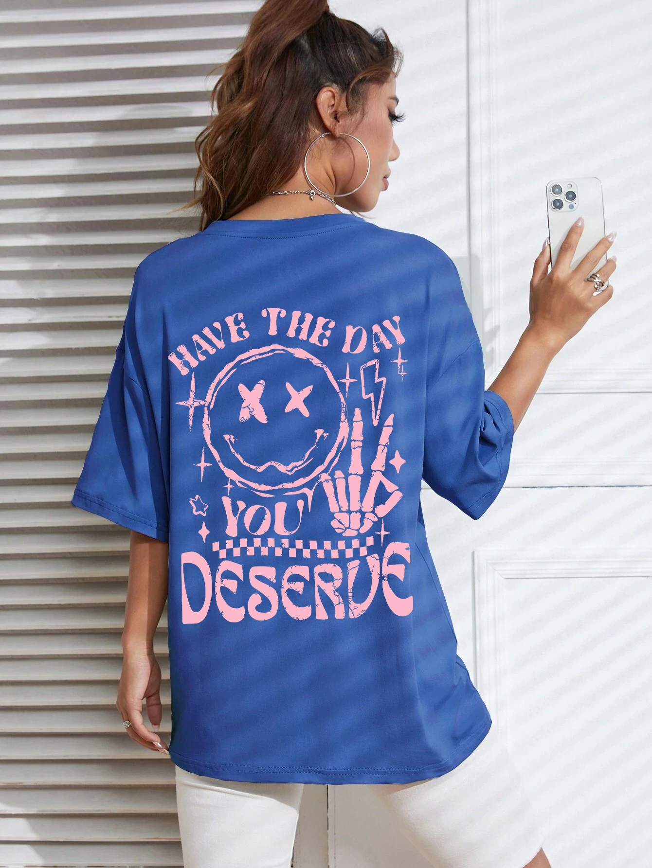 Have The Day You Deserue Letter Graphic Women T-Shirt Cotton Sport T Shirt Soft Breathable Clothes Oversized Casual Short Sleeve