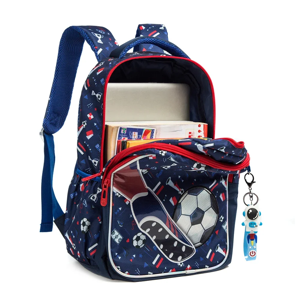 School Bookbag for Boy Football Pattern Backpack Kids Backpack Waterproof School Bag Mochila Infantil Lunchbox Child Pencil Case