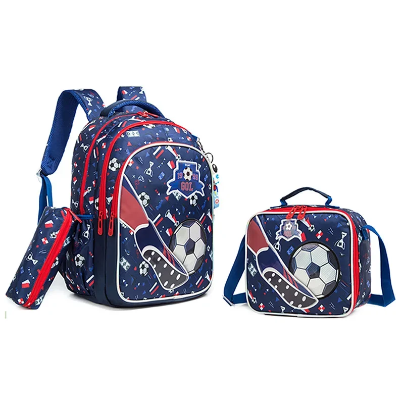 School Bookbag for Boy Football Pattern Backpack Kids Backpack Waterproof School Bag Mochila Infantil Lunchbox Child Pencil Case