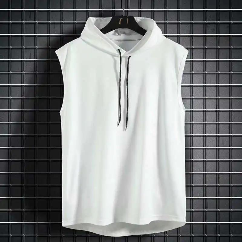 2024 Summer New Fashion Clothing Bodybuilding Muscle Guys Fitness Men Women Hooded Tank Top Vest Sportswear Sleeveless Top Tees