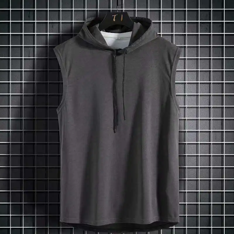 2024 Summer New Fashion Clothing Bodybuilding Muscle Guys Fitness Men Women Hooded Tank Top Vest Sportswear Sleeveless Top Tees