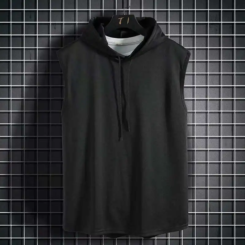 2024 Summer New Fashion Clothing Bodybuilding Muscle Guys Fitness Men Women Hooded Tank Top Vest Sportswear Sleeveless Top Tees