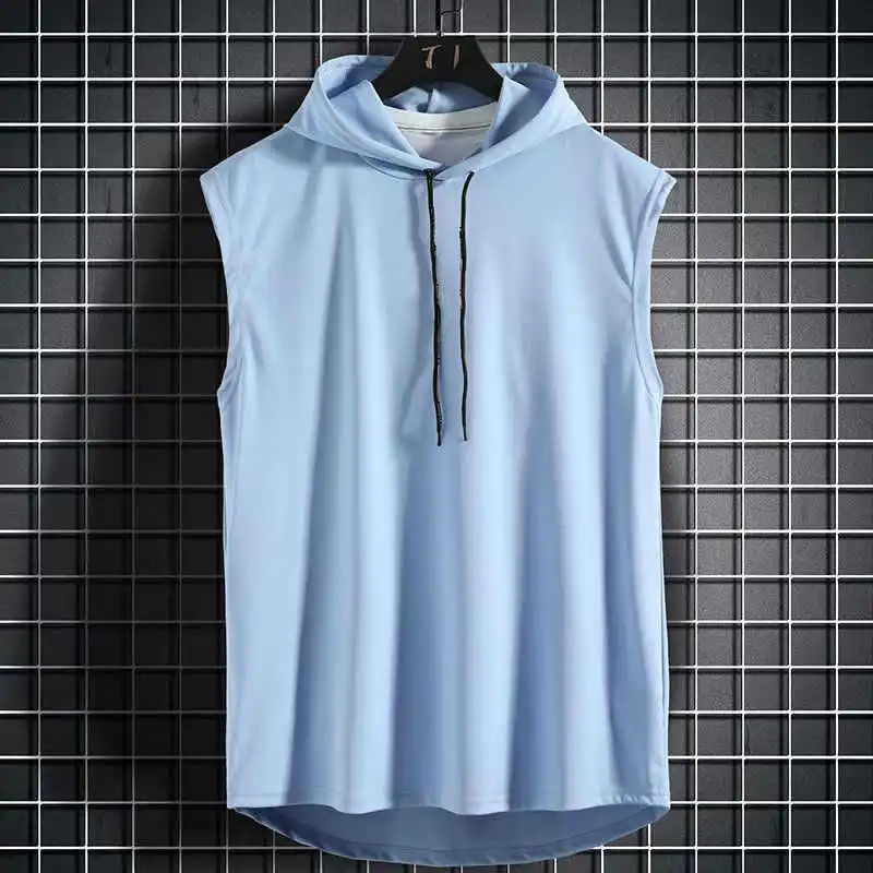 2024 Summer New Fashion Clothing Bodybuilding Muscle Guys Fitness Men Women Hooded Tank Top Vest Sportswear Sleeveless Top Tees