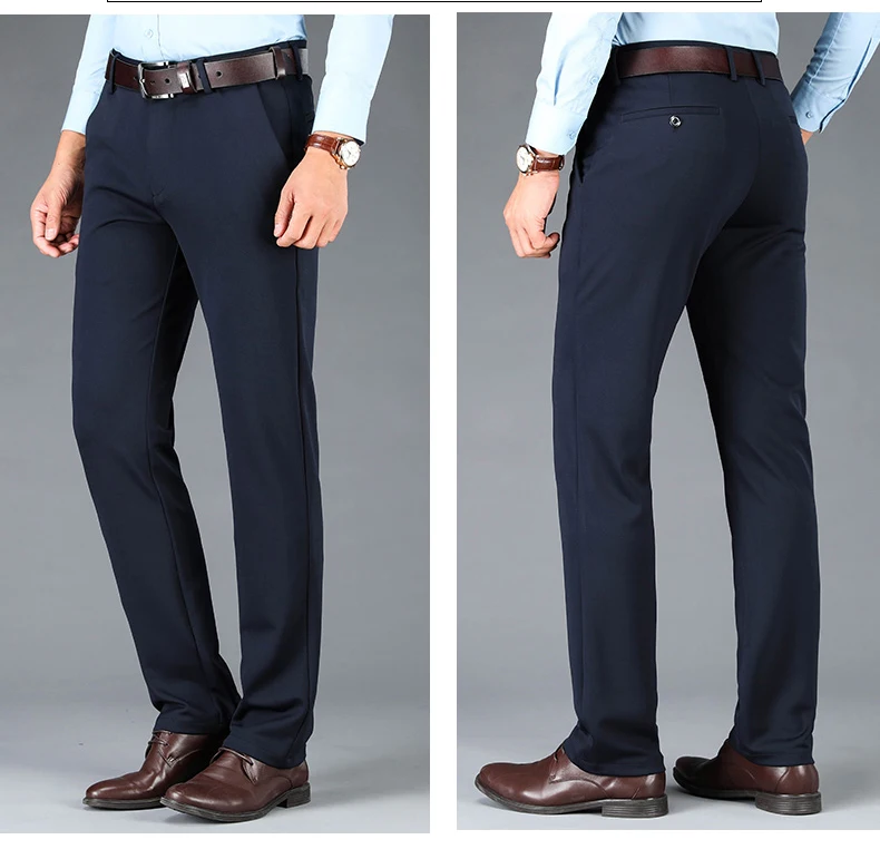 Men's Business Casual Pants Spring Summer Elastic Trousers Office Suit Pants Quick Dry Formal Pants Breathable Comfortable