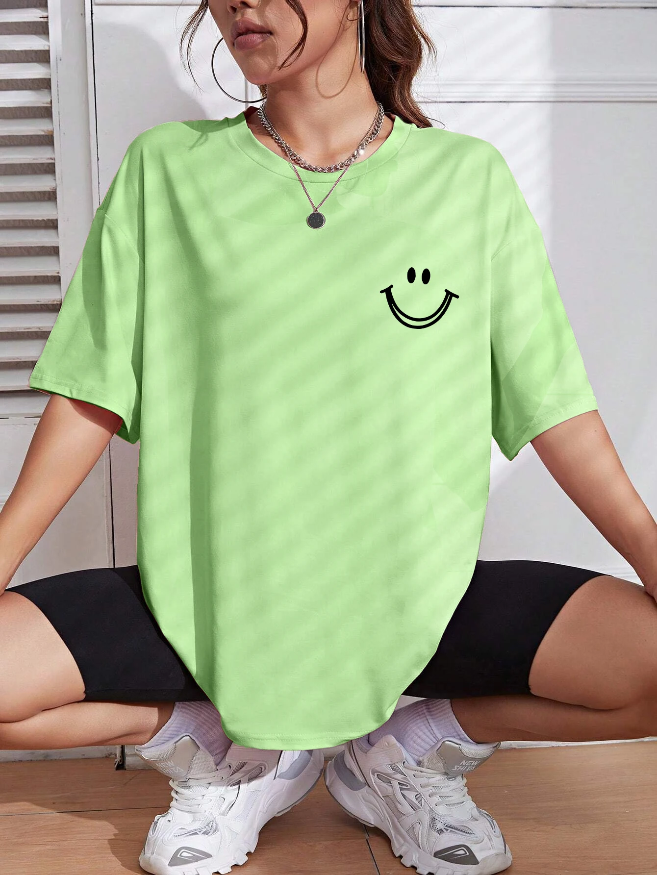 Happy Expression Printed Womens Cotton Short Sleeve Street Hip Hop Tee Clothing All-math Breathable Tops Crewneck Woman T-Shirts