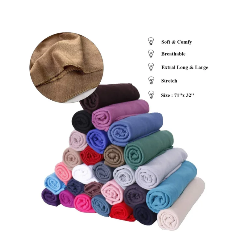 Wrap Headband For Women Long Lightweight Solid Color Jersey Hijab Scarf Headband Ideal For Braids