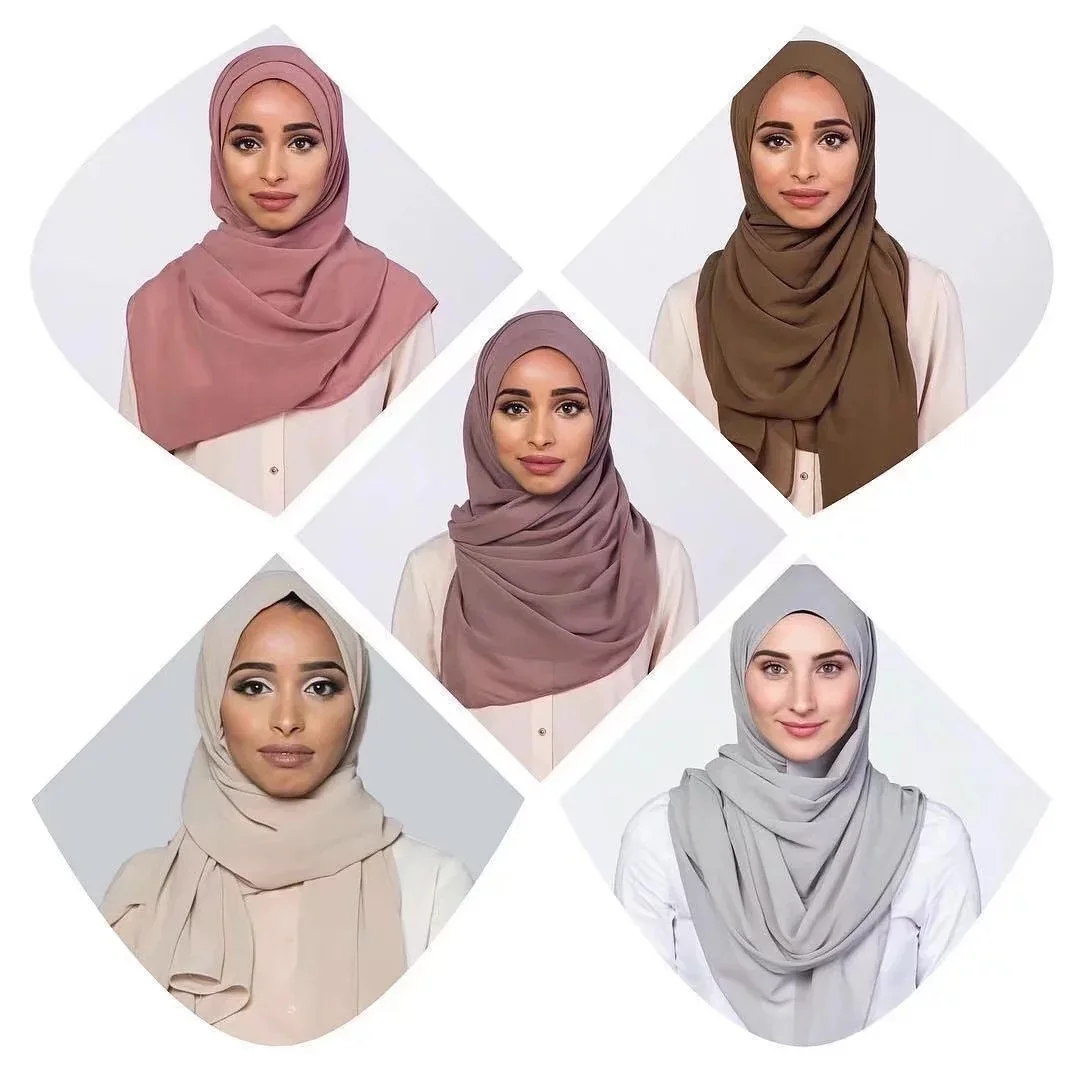 Premium Chiffon Hijab Scarf For Women Turban For Veil Scarves Muslim Hijabs For Woman Shawls For Veils Hijab Accessoires Ramadan