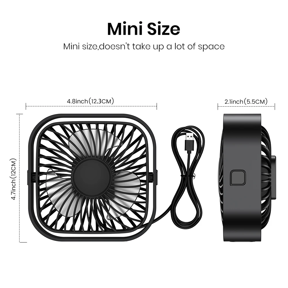 TOPK USB Portable Mini Fan,Desk Personal Electric Fan Table ,Standing Fans for Room,3 Speed Wind 360°Rotatable for Camping Quie