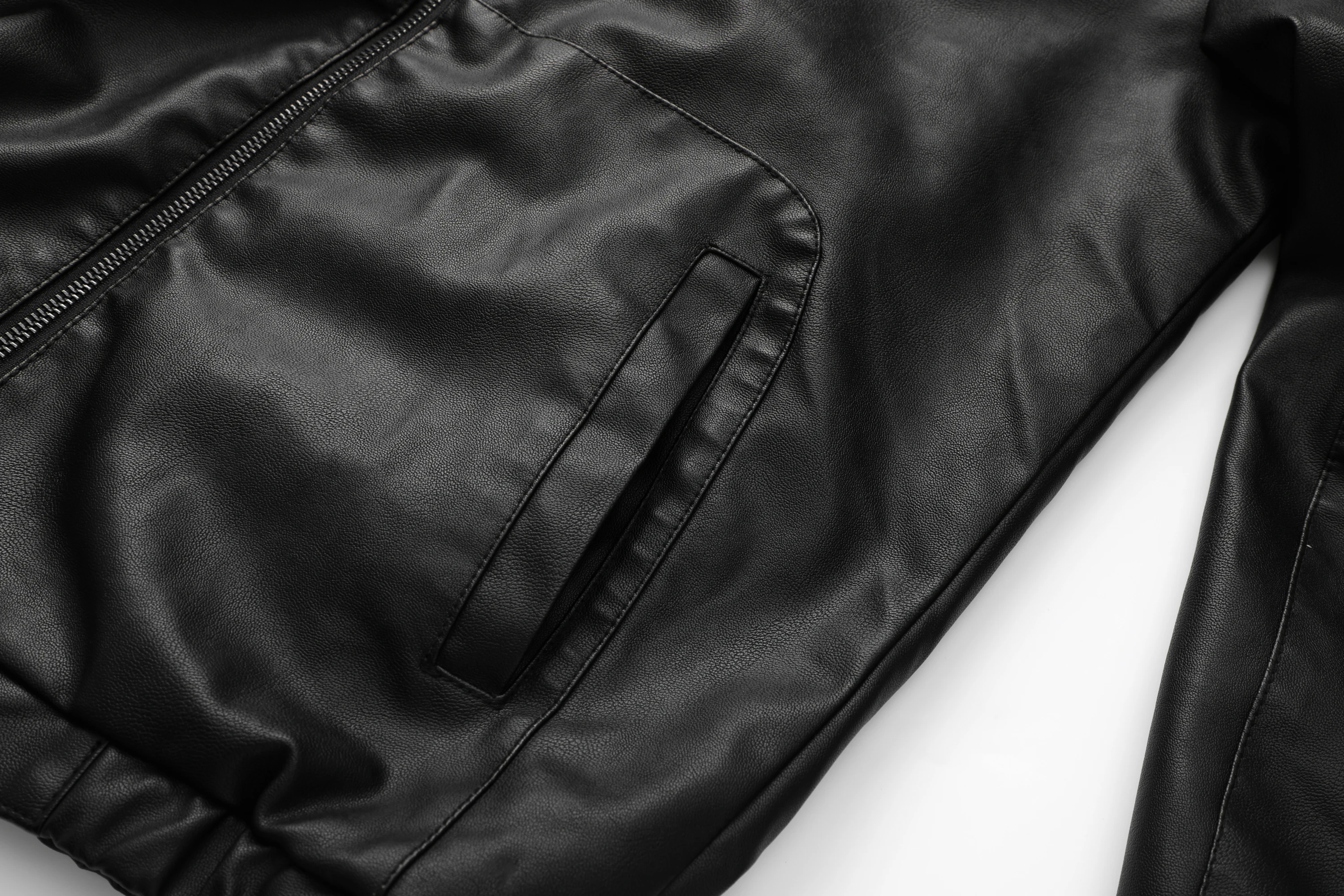 Men's Casual Black Hooded PU Leather Biker Jacket