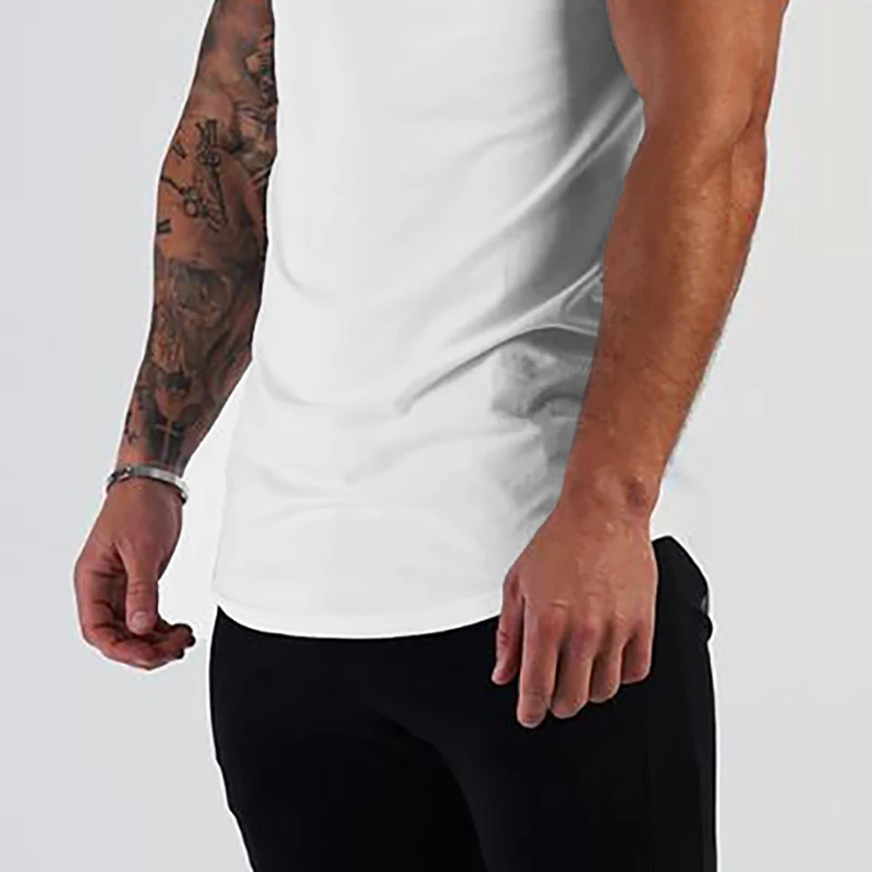 Summer Cotton Breathable Bodybuilding Tank Tops Mens Workout Muscle Sleeveless Cool Shirts Gym Fitness Muscle Training Clothing