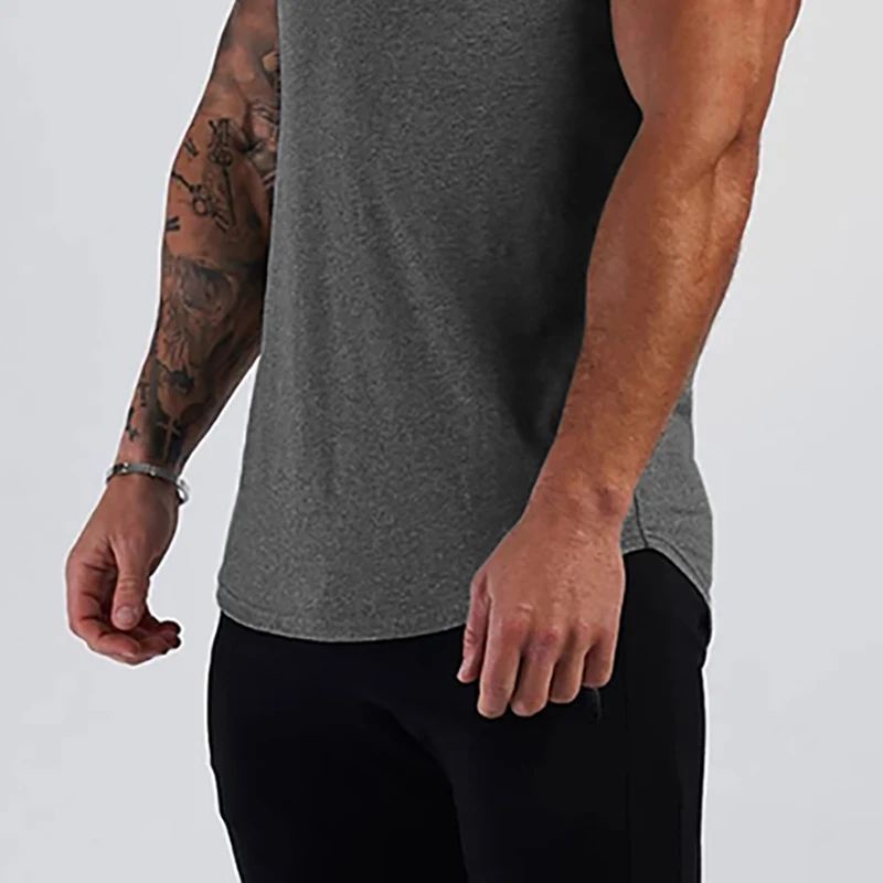 Summer Cotton Breathable Bodybuilding Tank Tops Mens Workout Muscle Sleeveless Cool Shirts Gym Fitness Muscle Training Clothing