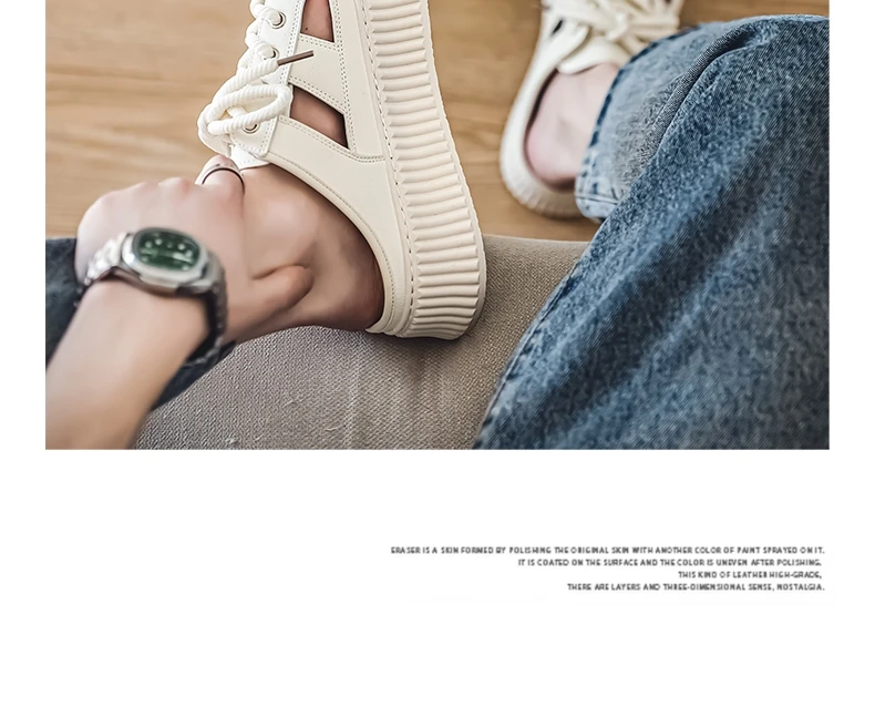 Men Casual Shoes Hollow Out Slip-On Solid Color For Loafers Flat Slippers Summer Male Shoes Half Slippers Breathable Sandalias