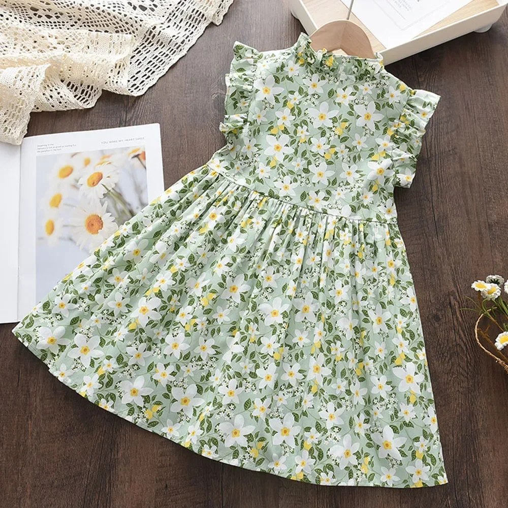 Bear Leader Girls Casual Dresses 2026 New Summer Kids Baby Flowers Print Costumes Floral Party Birthday Princess Vestidos 2-6Y