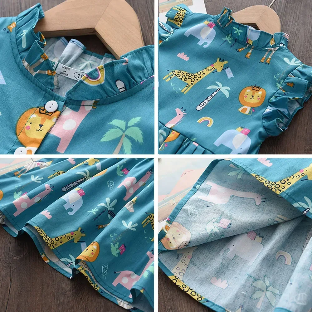 Bear Leader Girls Casual Dresses 2026 New Summer Kids Baby Flowers Print Costumes Floral Party Birthday Princess Vestidos 2-6Y