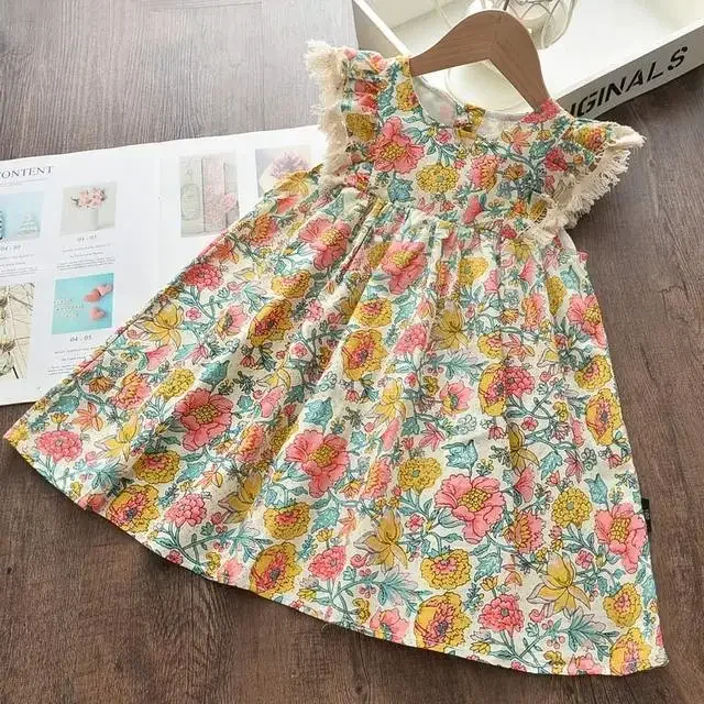 Bear Leader Girls Casual Dresses 2026 New Summer Kids Baby Flowers Print Costumes Floral Party Birthday Princess Vestidos 2-6Y