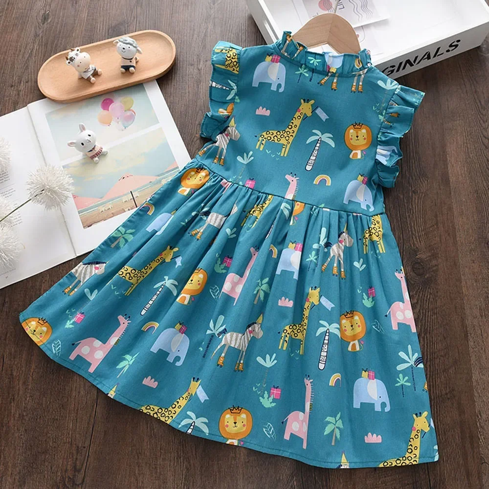 Bear Leader Girls Casual Dresses 2026 New Summer Kids Baby Flowers Print Costumes Floral Party Birthday Princess Vestidos 2-6Y