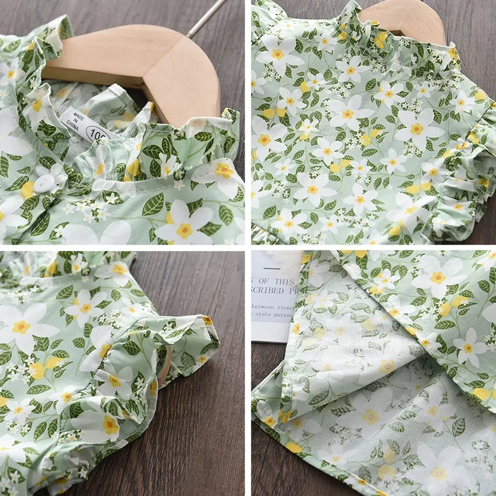 Bear Leader Girls Casual Dresses 2026 New Summer Kids Baby Flowers Print Costumes Floral Party Birthday Princess Vestidos 2-6Y