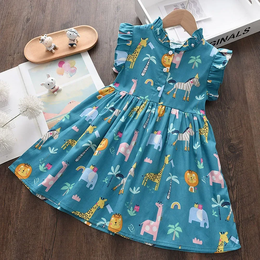 Bear Leader Girls Casual Dresses 2026 New Summer Kids Baby Flowers Print Costumes Floral Party Birthday Princess Vestidos 2-6Y