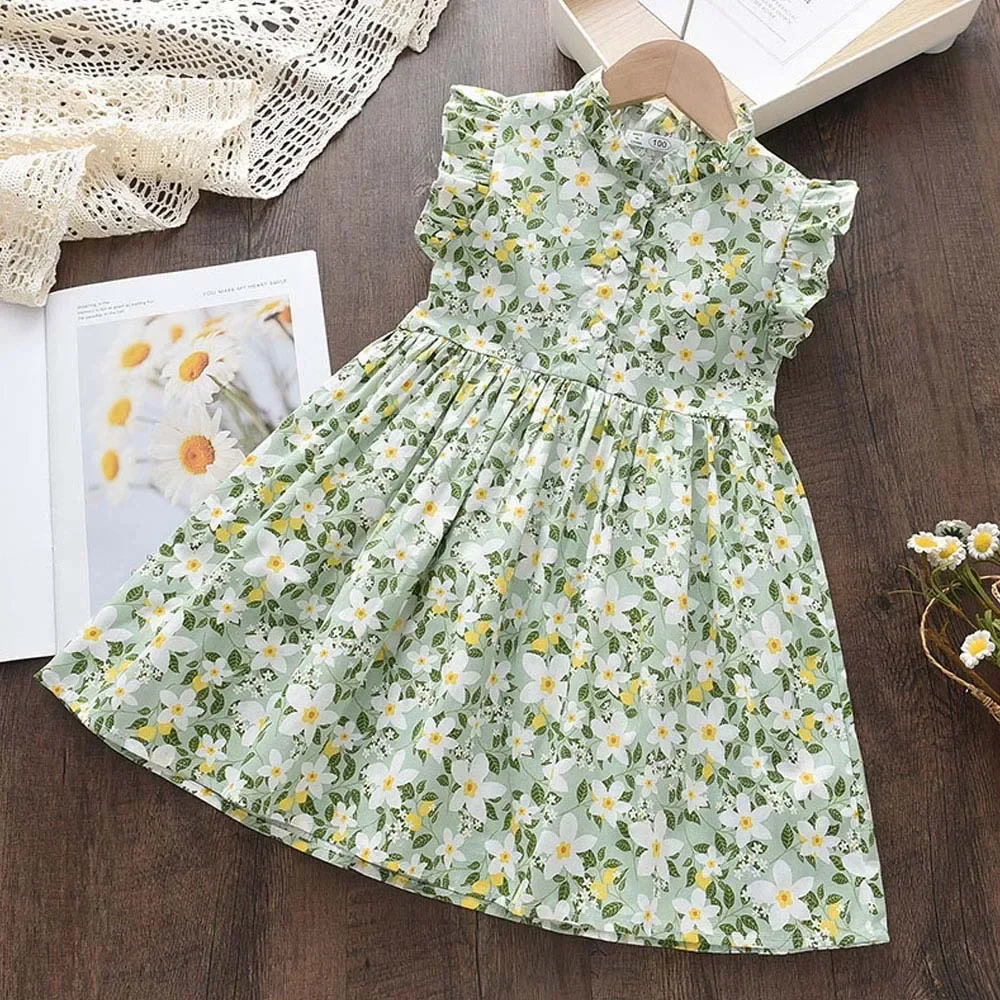 Bear Leader Girls Casual Dresses 2026 New Summer Kids Baby Flowers Print Costumes Floral Party Birthday Princess Vestidos 2-6Y