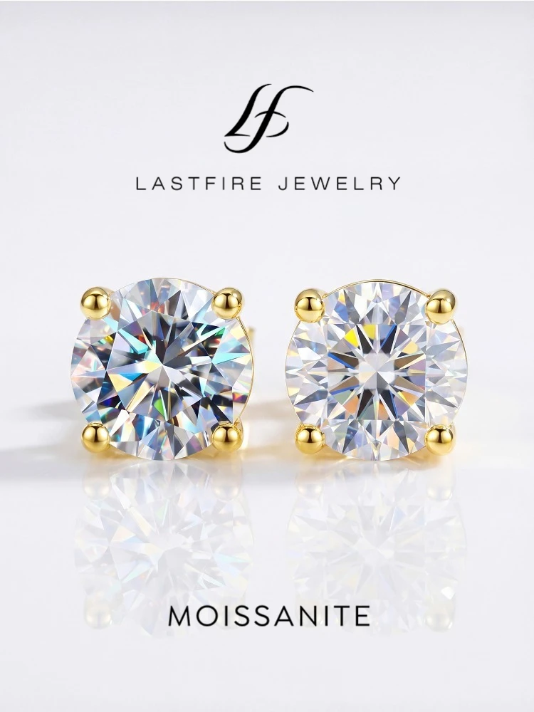 Real 0.1-2 CT D Color Moissanite Diamond Stud Earrings For Women 100% 925 Sterling Silver Earring Wedding Fine Jewelry 18K Gold