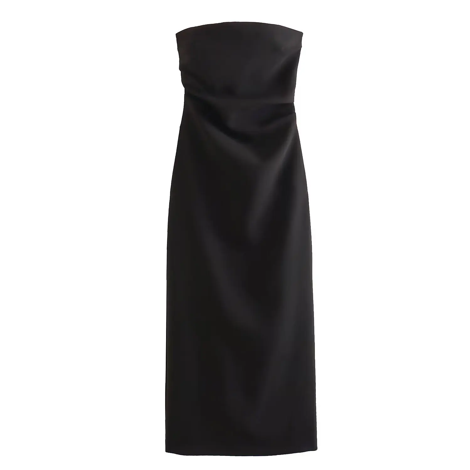 BSAY Women Fashion Summer New Sexy Split Back Zip Pleated Sleeveless Strapless Dress Chic Female French Elegant Evening