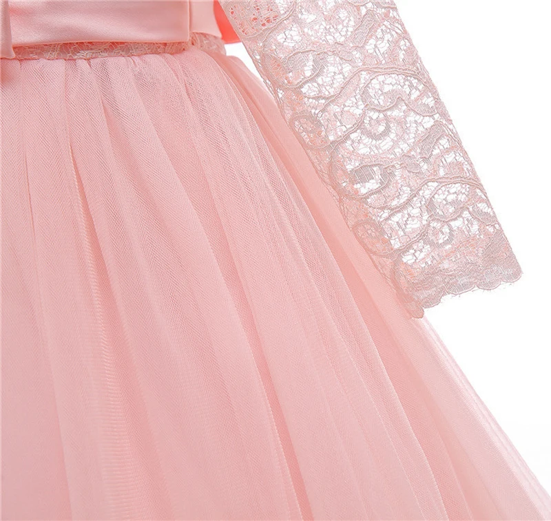 Teen Lace White Bridesmaid Dresses For Girls Wedding Formal Evening Gown Elegant Kids Girl Birthday Party Dress Children Costume