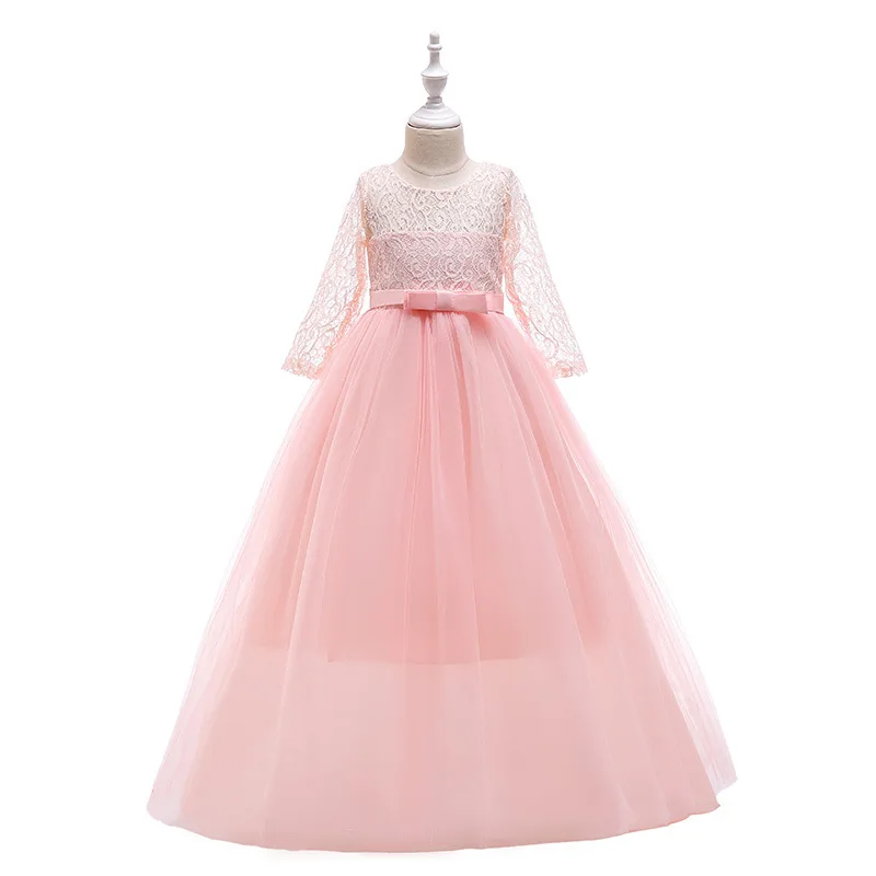 Teen Lace White Bridesmaid Dresses For Girls Wedding Formal Evening Gown Elegant Kids Girl Birthday Party Dress Children Costume