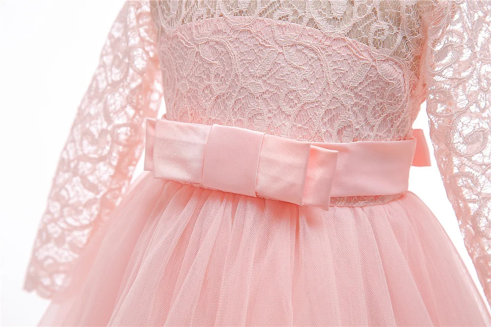 Teen Lace White Bridesmaid Dresses For Girls Wedding Formal Evening Gown Elegant Kids Girl Birthday Party Dress Children Costume