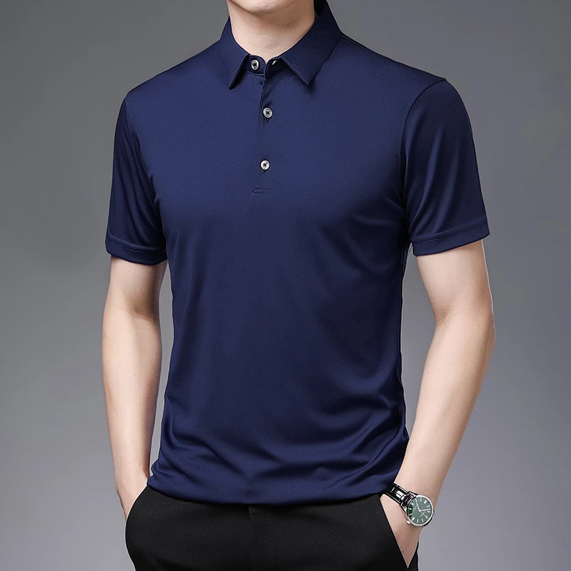 2026 Men's New Solid Color Business Casual POLO Shirt Summer Fashion Casual Short Sleeve Comfortable and Breathable Top