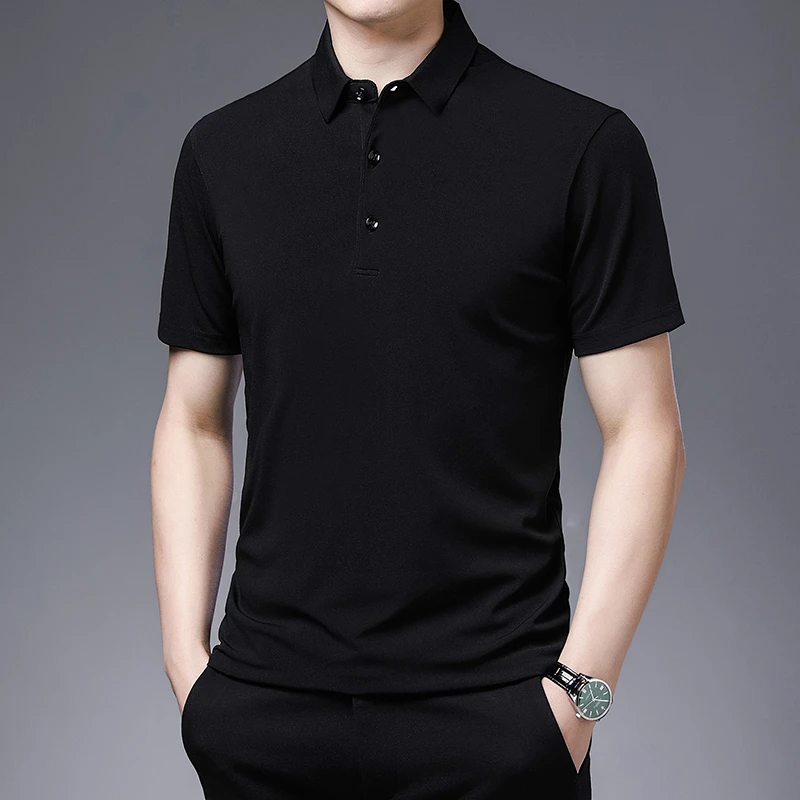 2026 Men's New Solid Color Business Casual POLO Shirt Summer Fashion Casual Short Sleeve Comfortable and Breathable Top