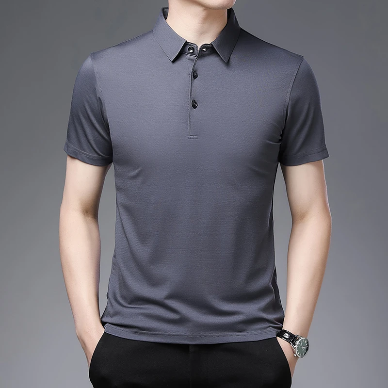 2026 Men's New Solid Color Business Casual POLO Shirt Summer Fashion Casual Short Sleeve Comfortable and Breathable Top
